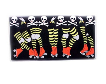 vinyl Checkbook Cover - Roller Derby Legs - choice of top tear or side tear - purse accessory - check book case - beesocks - roller skates