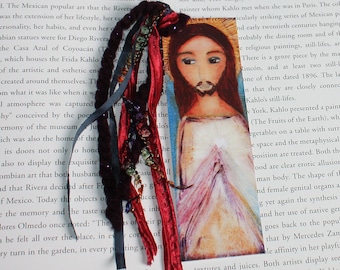 Divine Mercy - Laminated Bookmark Handmade - Original Art by FLOR LARIOS