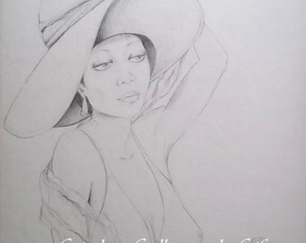 Fine Art Print of "TAMMEKA-Summer Breeze", Print of Original Graphite drawing, RedRobinArt, Grigsby Gallery and Gifts