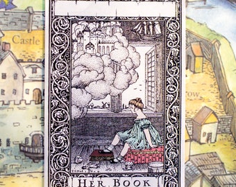 fairy-tale bookplate stickers- fairytale bookplates - ex libris - personalized book plates- bookworm for her - gift under 20 - custom gift