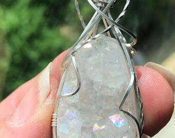 Druzy and Sterling Silver Pendant