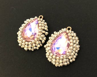 HMS-07/ 2PCS-Pine cone drop Pandant-pink