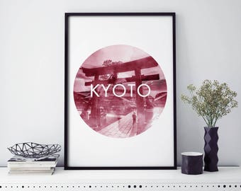 Red Torii Gate, Kyoto, Japan Watercolour Print Wall Art | 4x6 5x7 A4 A3 A2