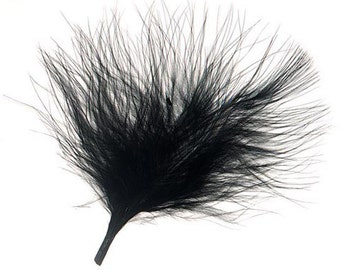 50 pcs - Marabou Feather Picks in Black - 7 grams
