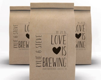 Coffee Bags, Wedding Favor, Coffee Favors, Coffee Cups, Kraft Favor Bags, Coffee, Tin Tie Bags, Wedding Welcome Bags