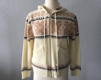 Vintage Boho Hooded Zippered Cardigan by St. Michael