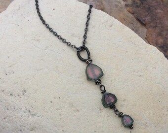 RAW Watermelon TOURMALINE Necklace, Raw Tourmaline stone pendant, sterling silver, handmade artisan jewelry by Angry Hair Jewelry