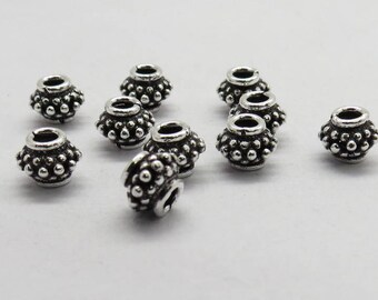 10 Pieces Beads 925 Sterling Silver Bali Beads 6.5mm Round