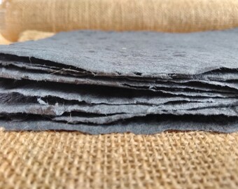 Handmade Faded Black / Dark Grey Recycled Paper Sheets