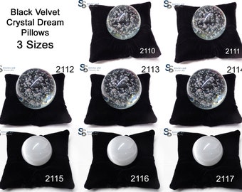 Black Velvet Crystal Ball/Skull Pillow - Sizes XL,L and Med