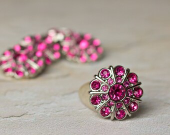 5 Hot Pink Rhinestone Buttons - Emma Button - 25mm - Plastic Buttons - Acrylic Buttons