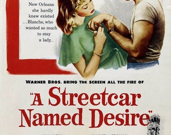 Spring Sales Event: A STREETCAR NAMED Desire Movie Poster 1951 Marlon Brando Broadway