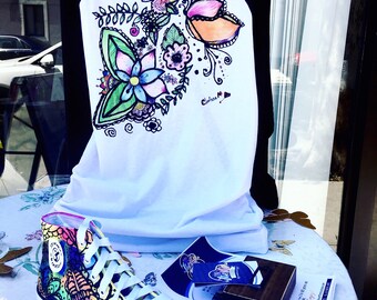 Hand Paints DYE Sneakers + T-shirt (Unique Designs)