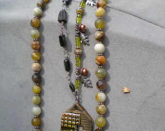 The Long Goodbye, Earthenwood Ceramic and Gemstone Necklace