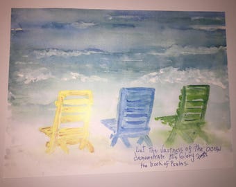 Watercolor Beach Chair Print