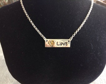 Silver Love Bar Necklace