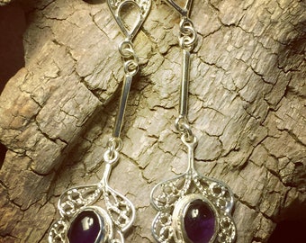 Earrings Silver Filigree boho