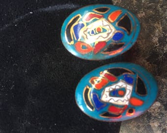 Enameled copper earrings