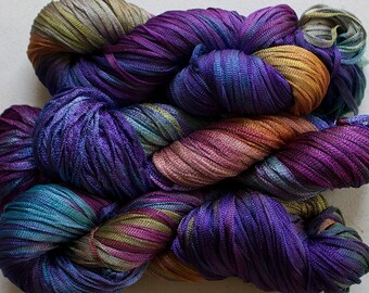 Moonbeam, Hand dyed ribbon yarn -Vineyard, 150 yds