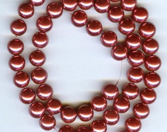 8mm Elegant Raspberry glass pearls 25 pcs