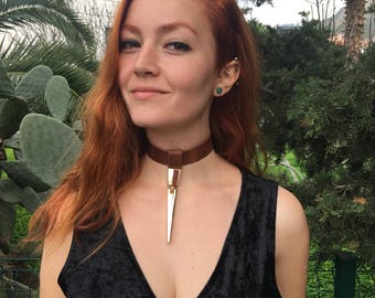 Leather Choker, Steampunk Choker, Gothic Choker, Leather Collar, Game of Thrones Choker, Vikings Choker
