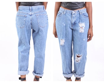 All SIZES High Waist Destroyed Boyfriend Jeans Plus Sizes