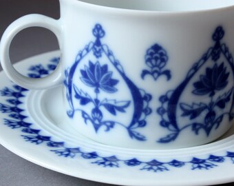 1 Tasse mit Untertasse Friesland Jeverland vintage, Friesisch blau alte Kaffeetassen Teetassen, Geschirr blau weiß, Porzellan, Geschenk