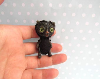 OOAK CAT doll. Handmade Artist Teddy Bear. miniature Teddy Bear. BLYTHE Friend Toy