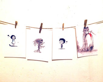 Poster print illustration - little zombies - youth illustration