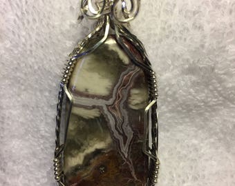 Pendant, Crazy Lace Agate, Sterling Silver