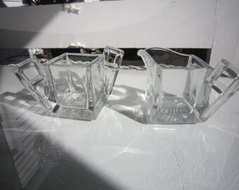 Cubic Style clear glass sugar and creamer set