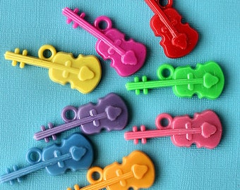SALE 10 Violins Charms Large Kitschy and Colorful Kawaii K109