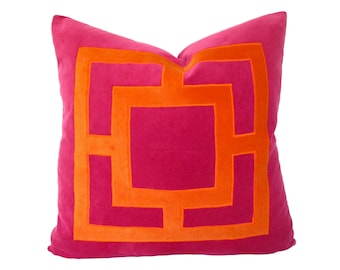 Pink and Orange Applique Pillow Cover