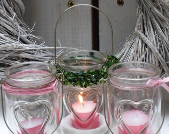 Windlicht-Glas *Herz*, 3-er
