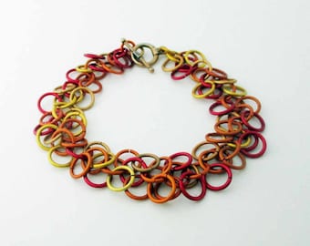 Fiery Shaggy Loops Chainmaille Bracelet Handmade