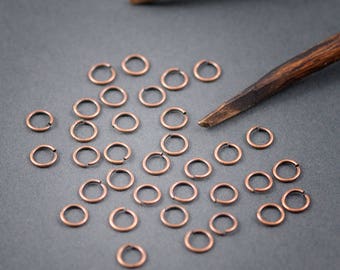 50 pcs - split rings, fasteners • • copper plated 6mm