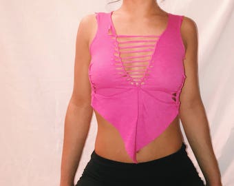 S/M pink pixie weave tank