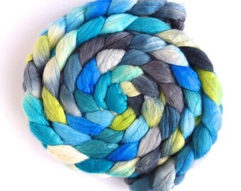 New Growth, Merino/ Silk Roving - Handpainted Spinning or Felting Fiber