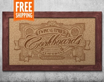 Standard Rustic Framed Corkboard - Red Mahogany