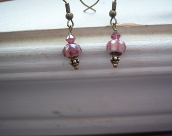 Purple Earrings - Purple Glass Earrings - Vintage Style Earrings - Moroccan Earrings