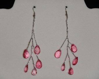 Garnet Tear Drop Wire Wrapped Earrings