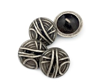 4 shank metal buttons,knot pattern , antique silver ,20mm # BU 022