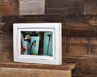 5x7" Picture Frame in PeeWee Style with Vintage White Finish - IN STOCK - Same Day Shipping - Gallery White Frame 5 x 7