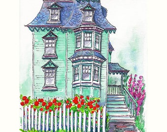 Gift Certificate Custom Illustrated Watercolor House Portrait