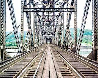 Over the Willamette- Portland Railroad Bridge Photographic Print