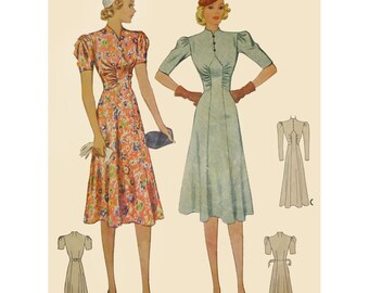 1930s Style Art Deco Dress Made from Vintage Pattern Custom Made in Your Size and Color