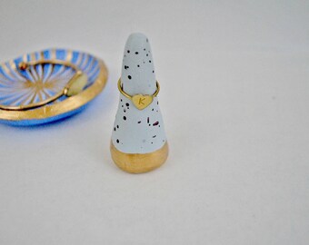 Ring Holder // Light Blue and Gold Speckle Ring Cone