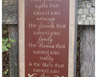 Here's To The Nights, Primitive Word Art Wood Wall Sign