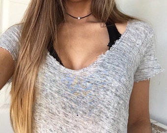 Pearl Choker, Dainty Pearl Choker, Black Cord Choker, Gift for her