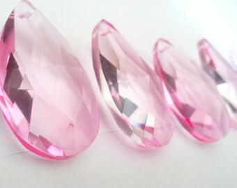 5 Pink Teardrop 50mm Chandelier Crystal Prisms Almond